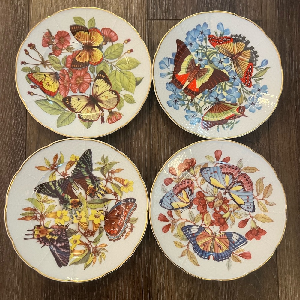Set of Four Butterfly Decorative Plates